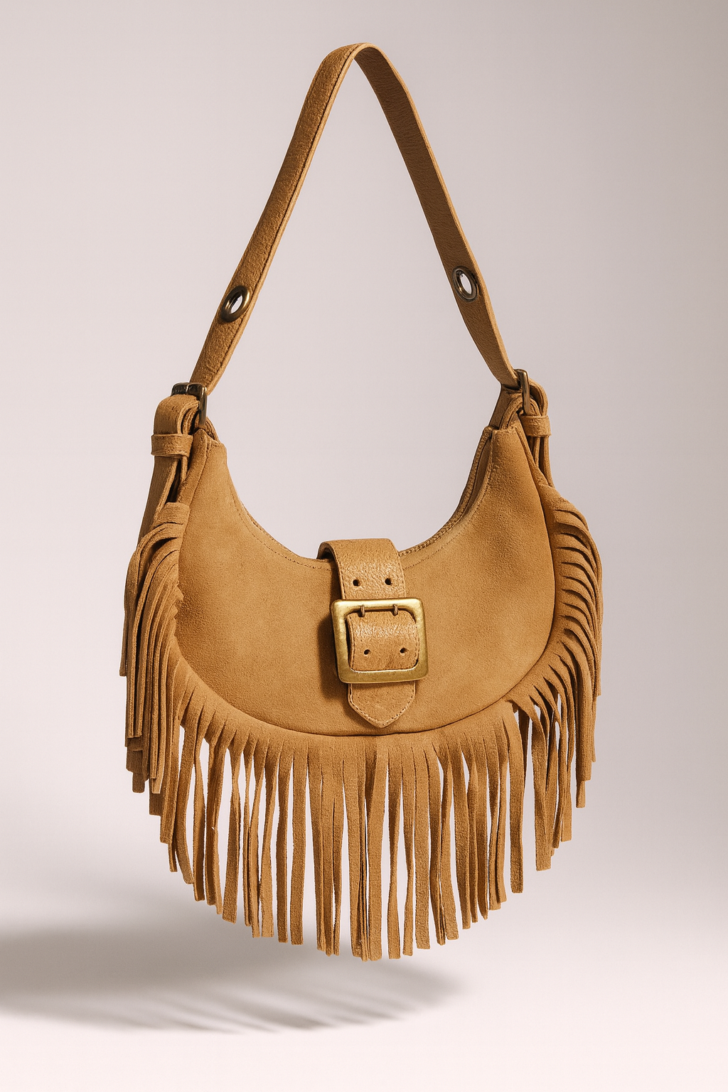 Suede Fringe Shoulder Bag
