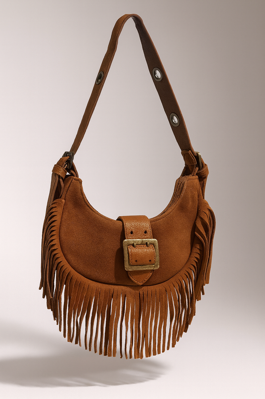 Suede Fringe Shoulder Bag