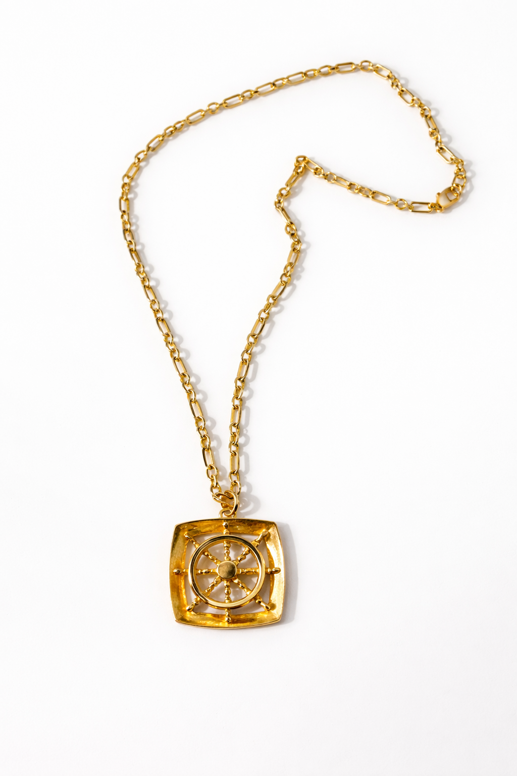 Golden Helm Pendant Necklace