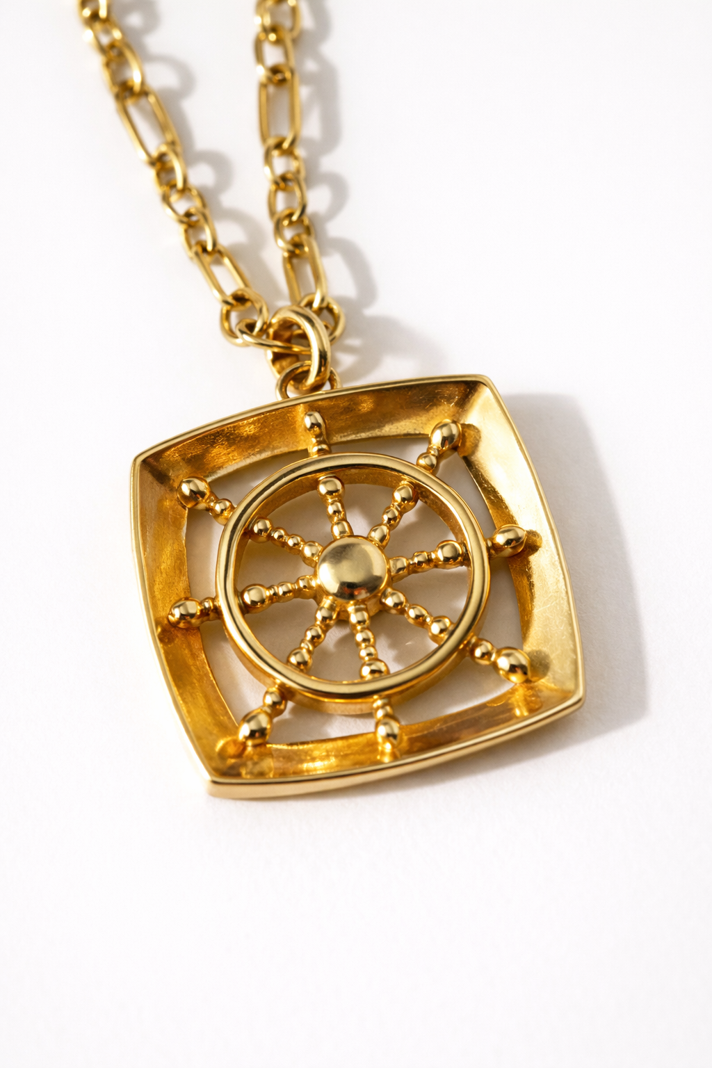 Golden Helm Pendant Necklace