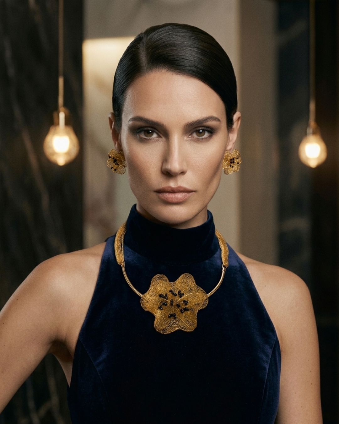 Noir Bloom Stud Earrings