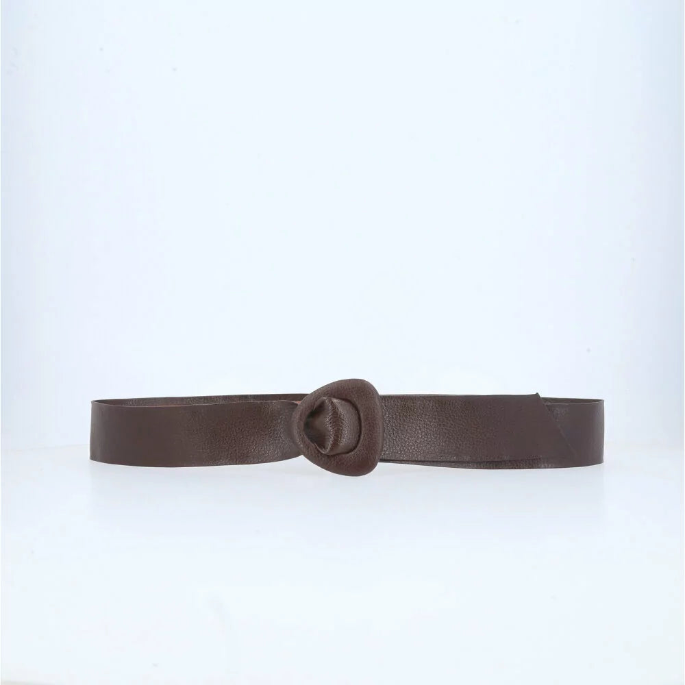 Curved Buckle Leather Belt