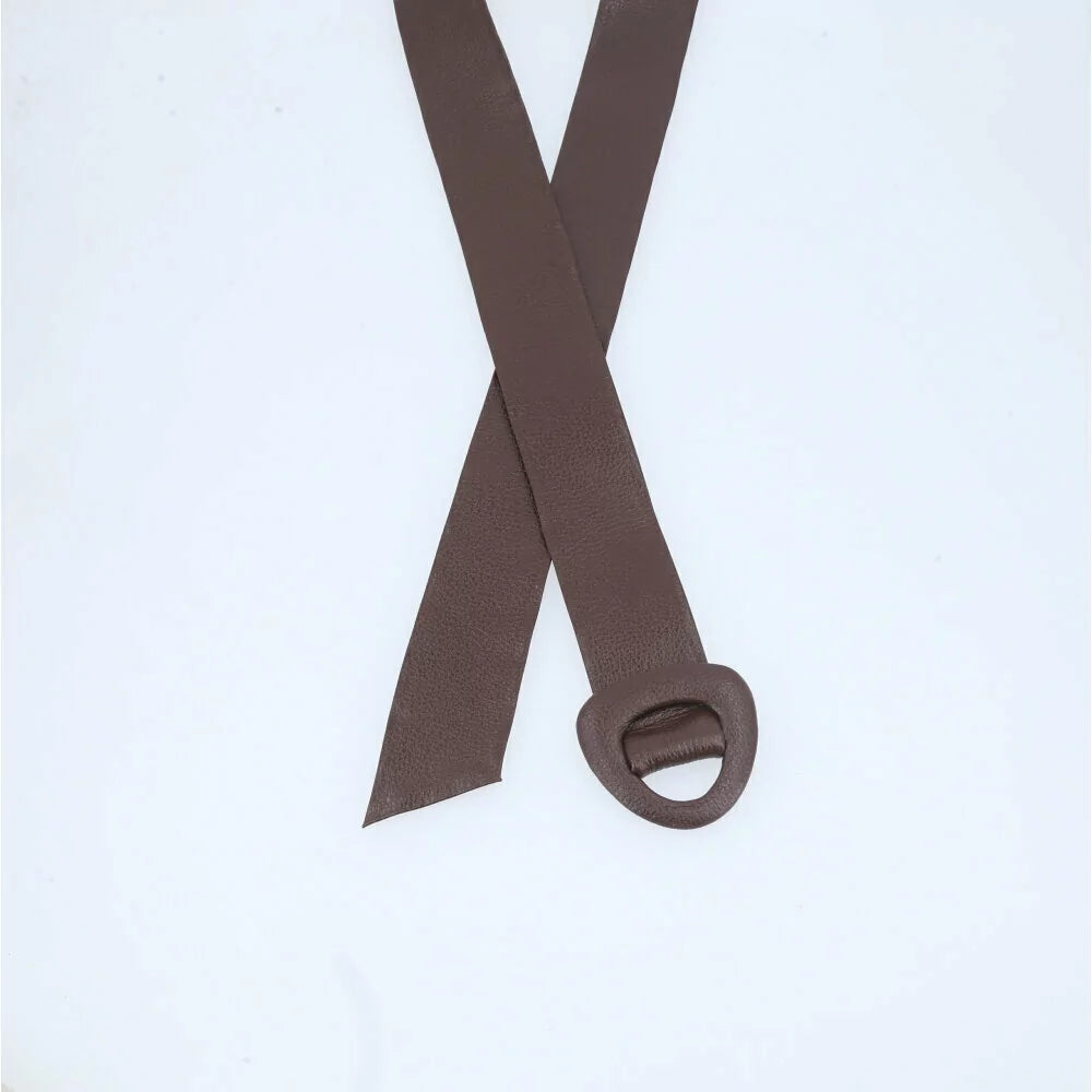 Curved Buckle Leather Belt