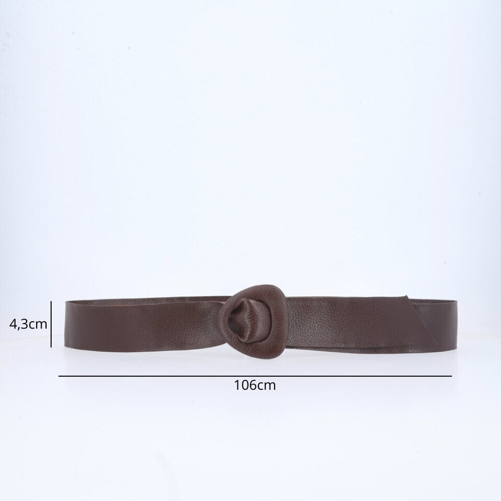 Curved Buckle Leather Belt