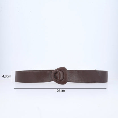 Curved Buckle Leather Belt