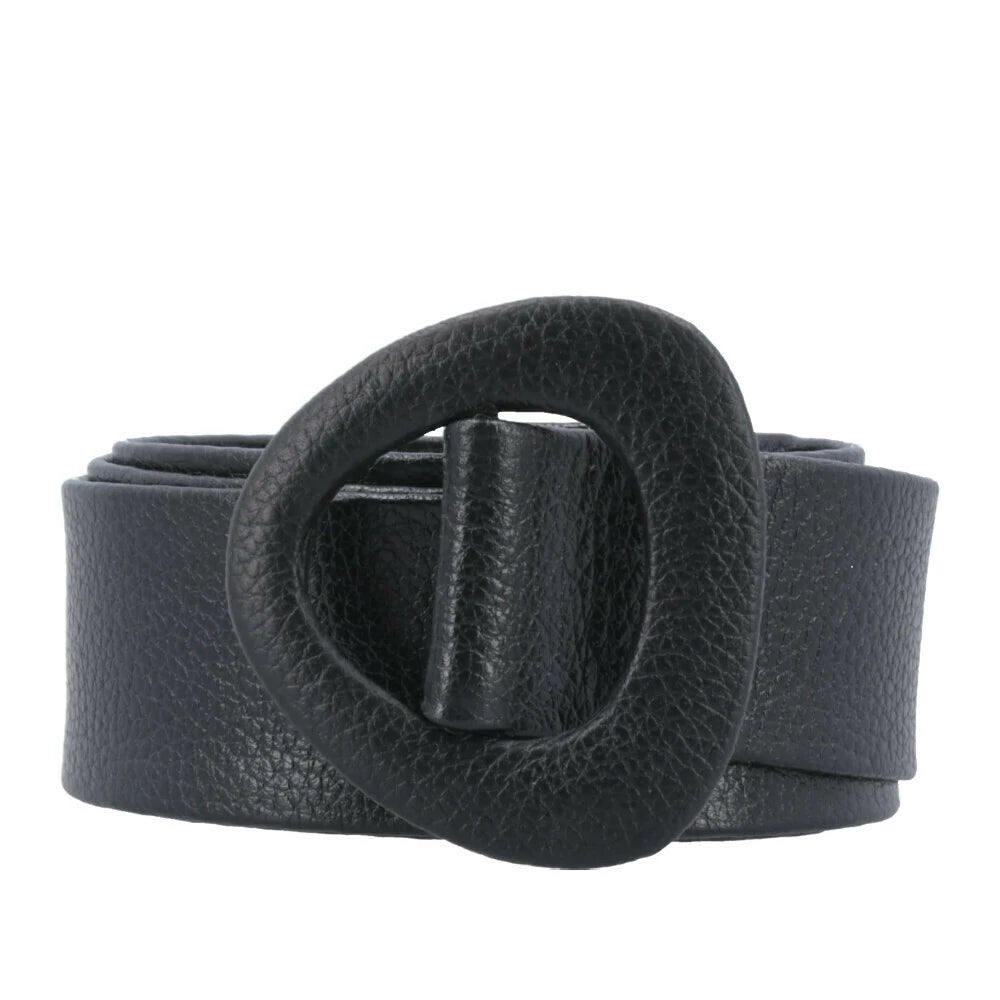 Curved Buckle Leather Belt