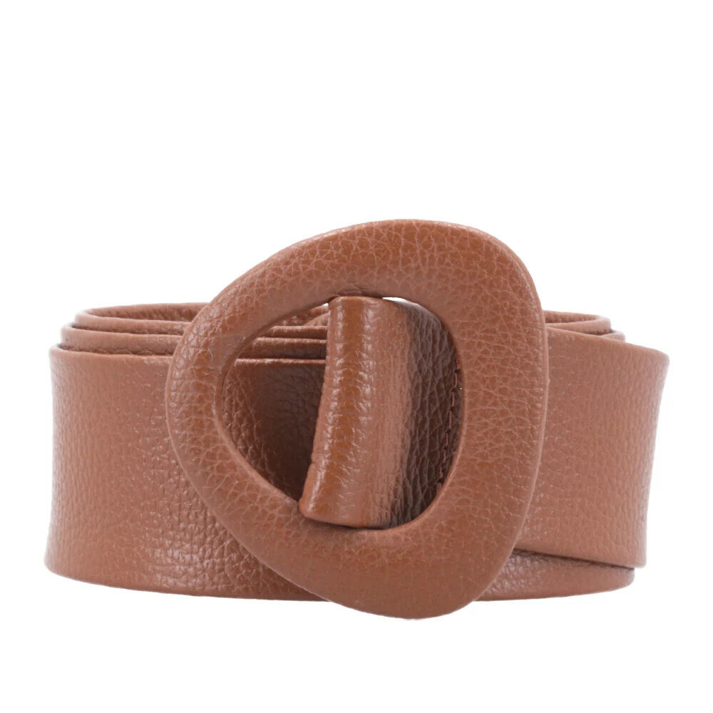 Curved Buckle Leather Belt