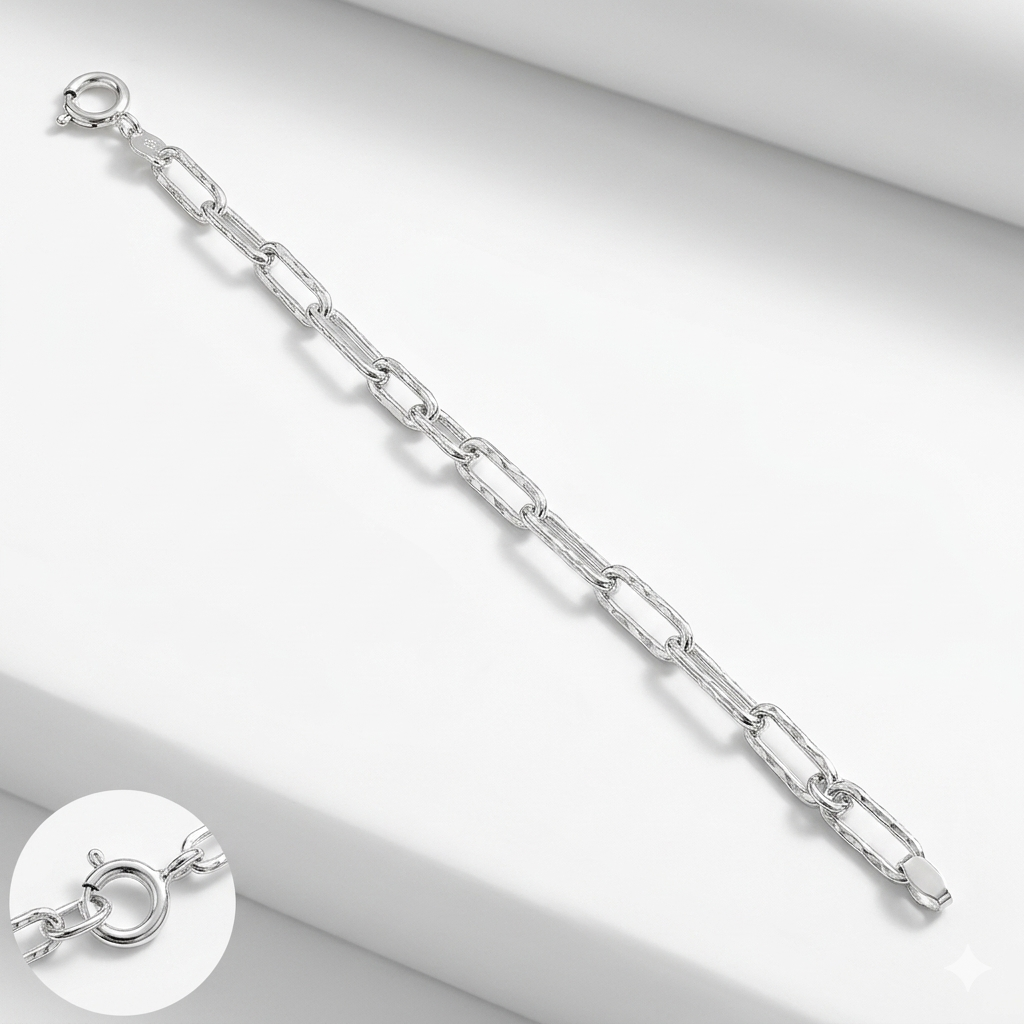 Sterling Textured Paperclip Bracelet