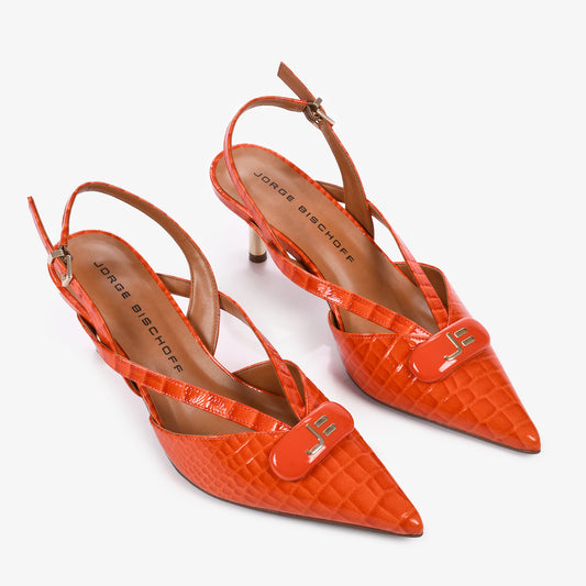 JB Croco Fly Tangerine Slingback