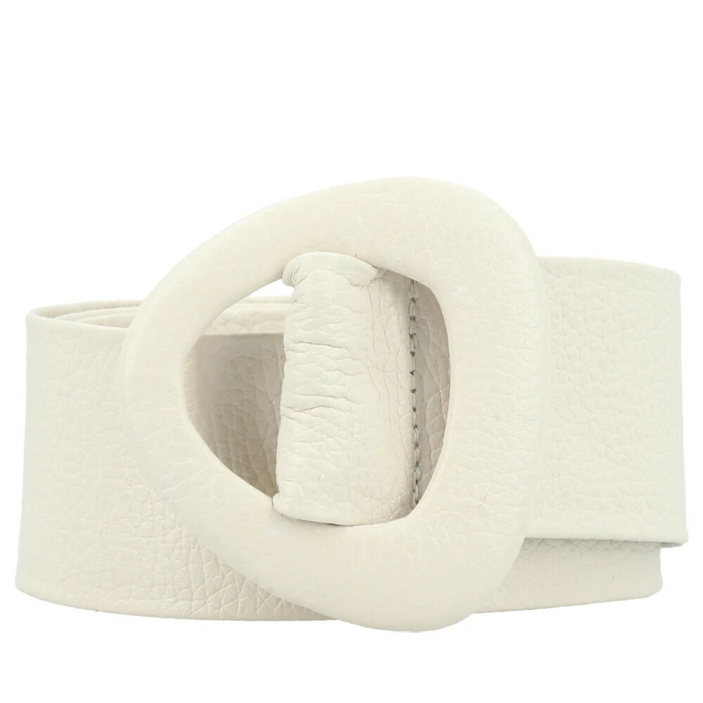 Curved Buckle Leather Belt