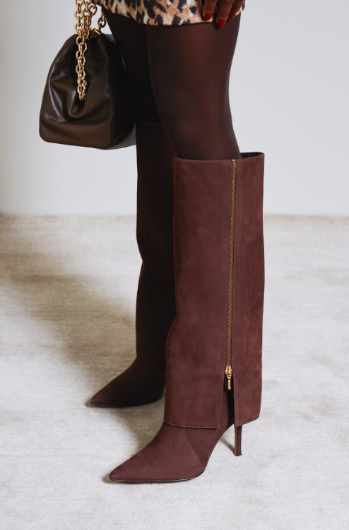 Drape Zip Suede Boot