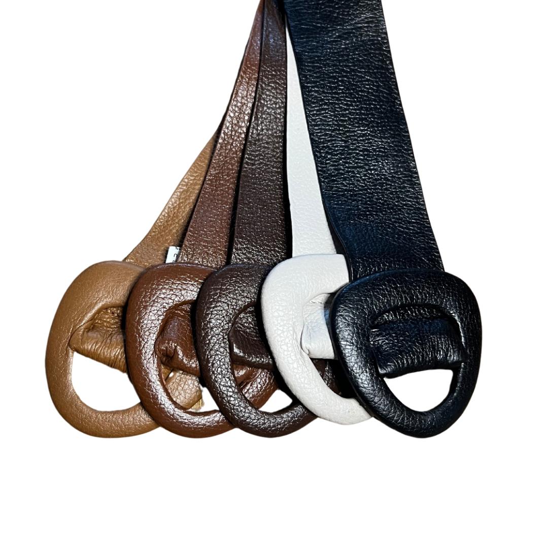 Curved Buckle Leather Belt