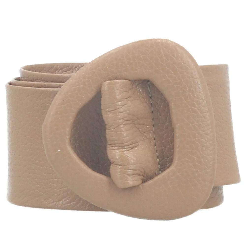 Curved Buckle Leather Belt